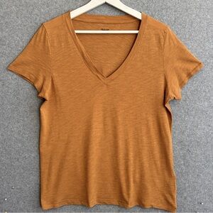Madewell Short Sleeve V-Neck Tee M Mustard Yellow